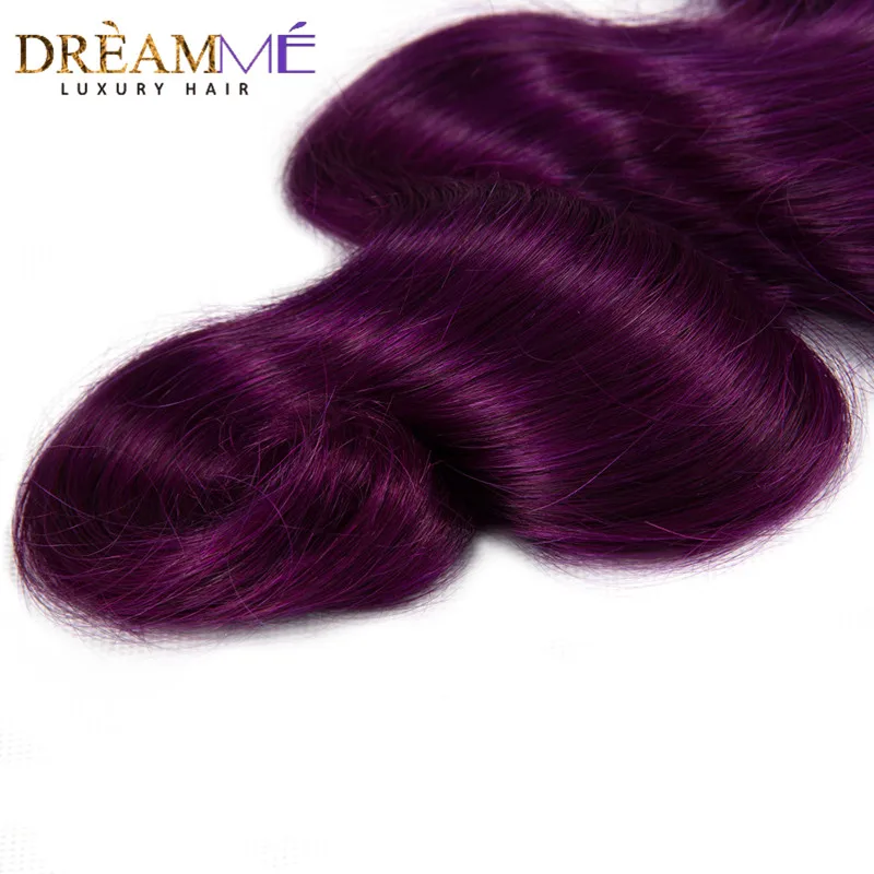 Dreamme Ombre для наращивания волос 2 тона 1B фиолетовые волнистые человеческие волосы 3