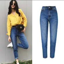 Весенняя уличная одежда, джинсы с высокой талией, женские винтажные джинсы, свободные джинсы для женщин в стиле бойфренд, осенние весенние синие джинсы для мам