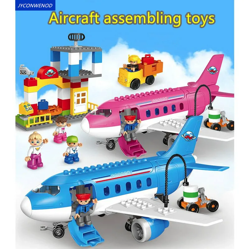 Airplane series model toys Compatible with duploINGlys Busy City Airport series Large Airplane building blocks toy