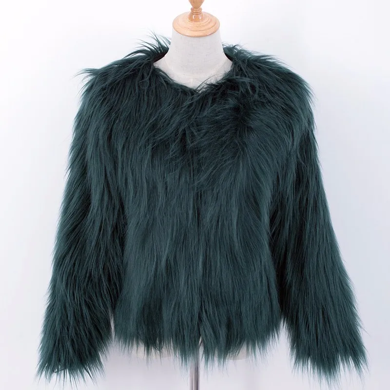 Женское пальто с искусственным мехом модное короткое однотонная плотная теплая