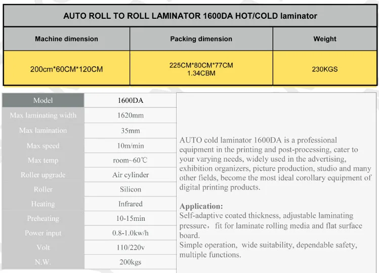 1600DA Авто рулонный ламинатор горячий/машина для холодного ламинирования