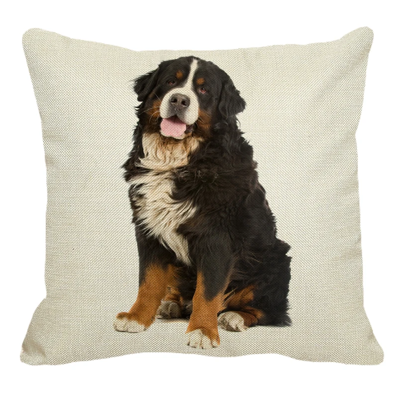 XUNYU Милая льняная наволочка с изображением Бернской горной собаки, наволочка для домашнего дивана, квадратная наволочка для подушки 45x45 см, наволочка с животным узором AC074