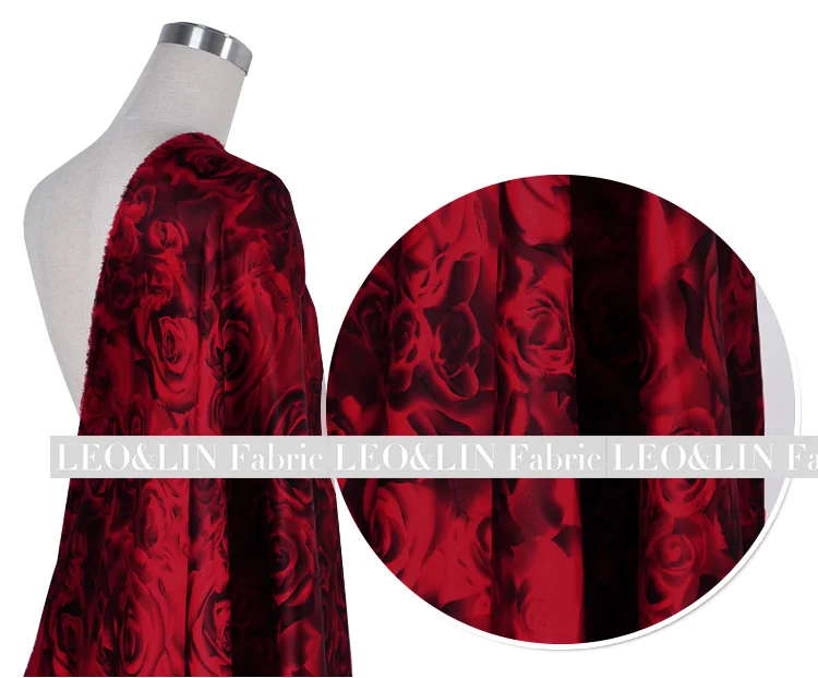 Летний стиль шелк атласная ткань красная роза лоскутное(1 метр