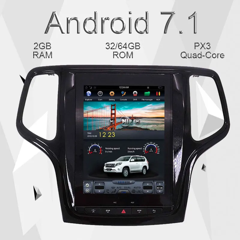 Cheap Aotsr Android 7.1 Tesla style Car GPS Navigation For JEEP Grand Cherokee 2014-2018 gold and black No DVD multimedia player 0