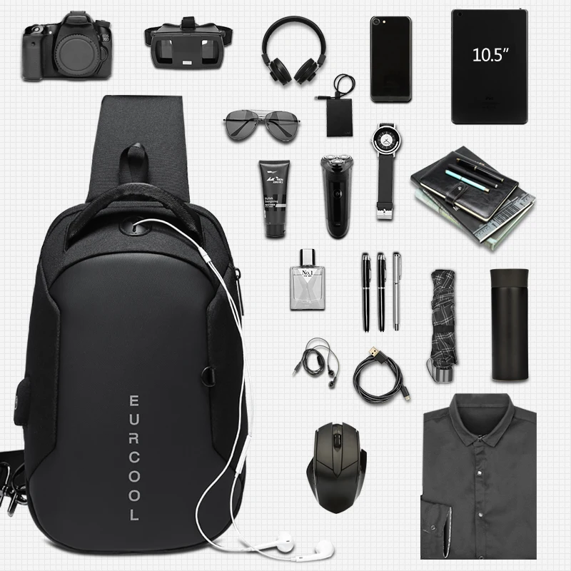 متعددة الوظائف Crossbody أكياس الرجال USB شحن الصدر حزمة قصيرة رحلة رسل حقيبة صدر للرجال المياه طارد حقيبة كتف الذكور n1825 متعددة الوظائف Crossbody أكياس الرجال USB شحن الصدر حزمة قصيرة رحلة رسل حقيبة صدر للرجال المياه طارد حقيبة كتف الذكور n1825