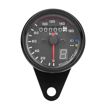 

Universal Motorcycle Dual Odometer Speedometer Gauge Gear Digital Display with Indicator Black Comes with indicator LED light