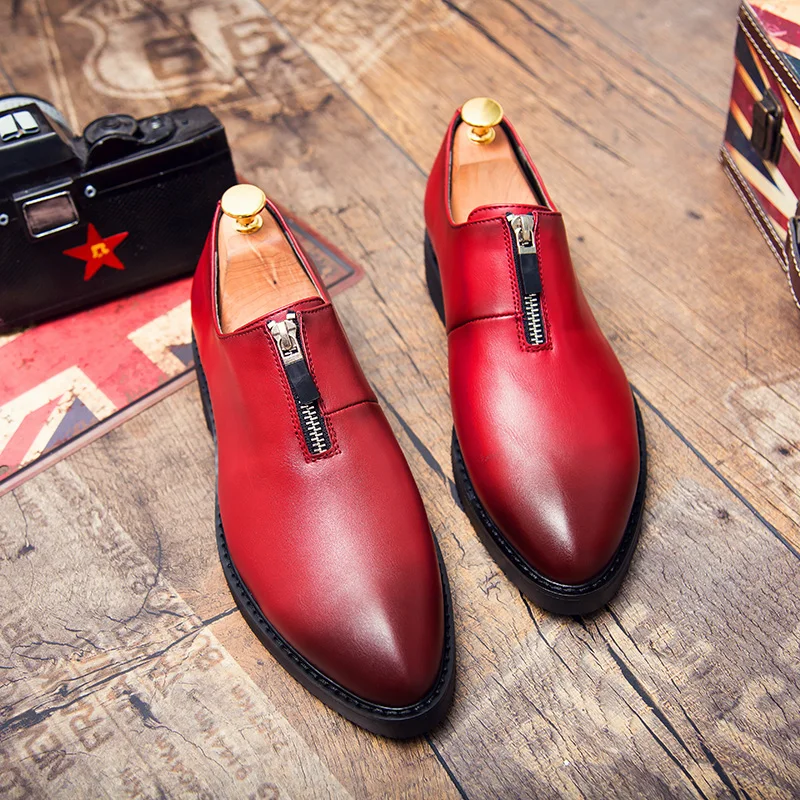 

Thestron Men Red Formal Shoes Pointed Dress Shoes Male Luxury Brand Derby Shoes Men Casual Leather Summer Autumn Breathable New
