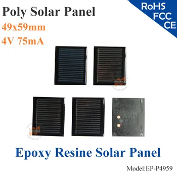 

49X59mm 4V-75mA Poly Epoxy Resine encapsulated Solar Panel can be customized Small Power Mini Solar Panel for Toys, LED light