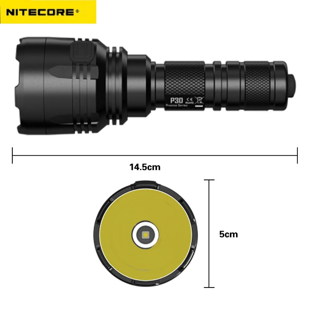 Светодиодный уличный фонарик NITECORE P30 5 режимов CREE XP-L HI V3 светодиодный Макс. 1000 лм большой диапазон 618 м для охоты фонарь поиск света