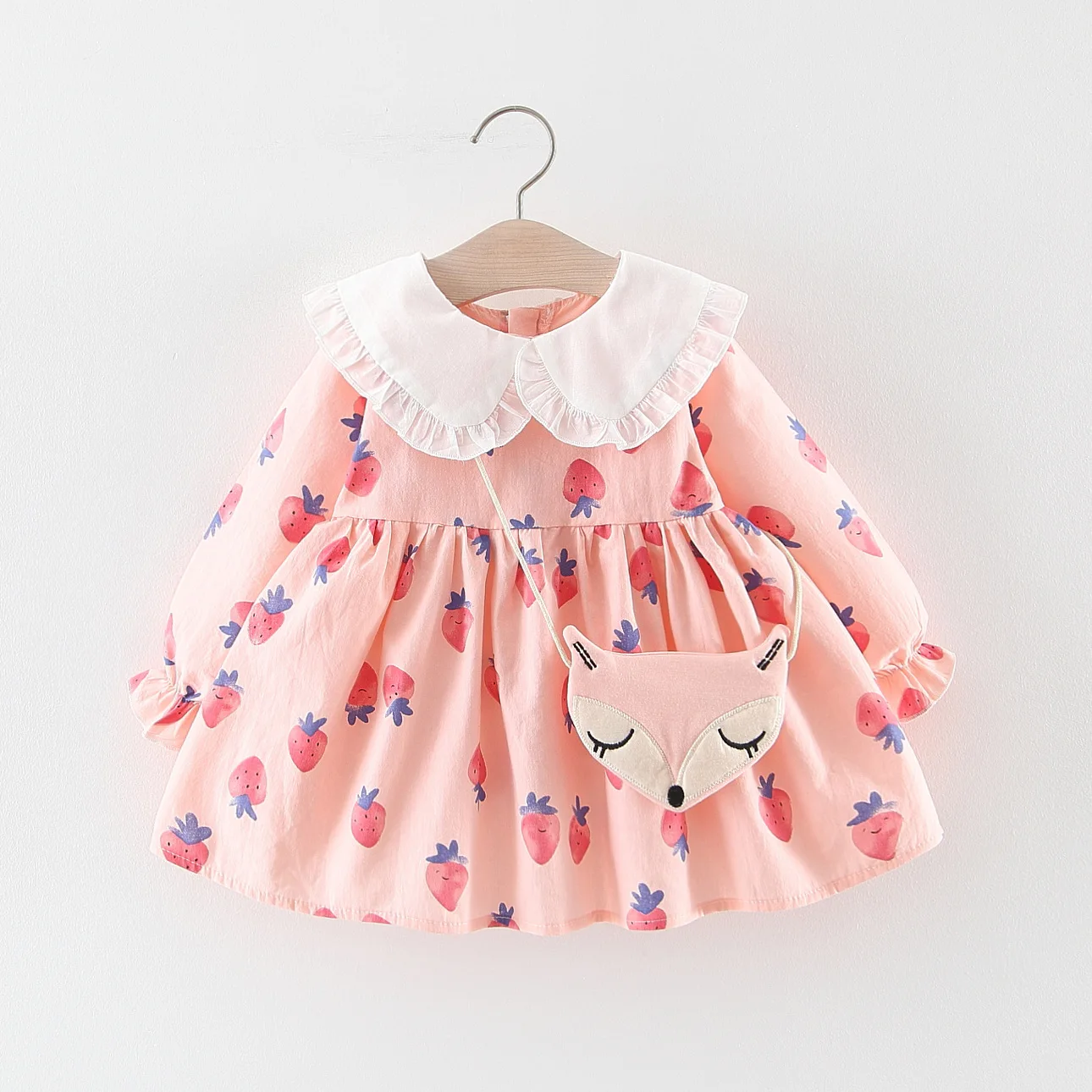 

Toddler Infant Newborns Dress Autumn Winter New Lovely Strawberry Print Dresses Baby Clothes Toddler Girls Cute A-line Dress