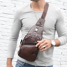 Слинг Сумка на ремне нагрудная для мужчин повседневная многофункциональная воловья кожа водонепроницаемая сумка через плечо короткое путешествие горячая Распродажа LSH542