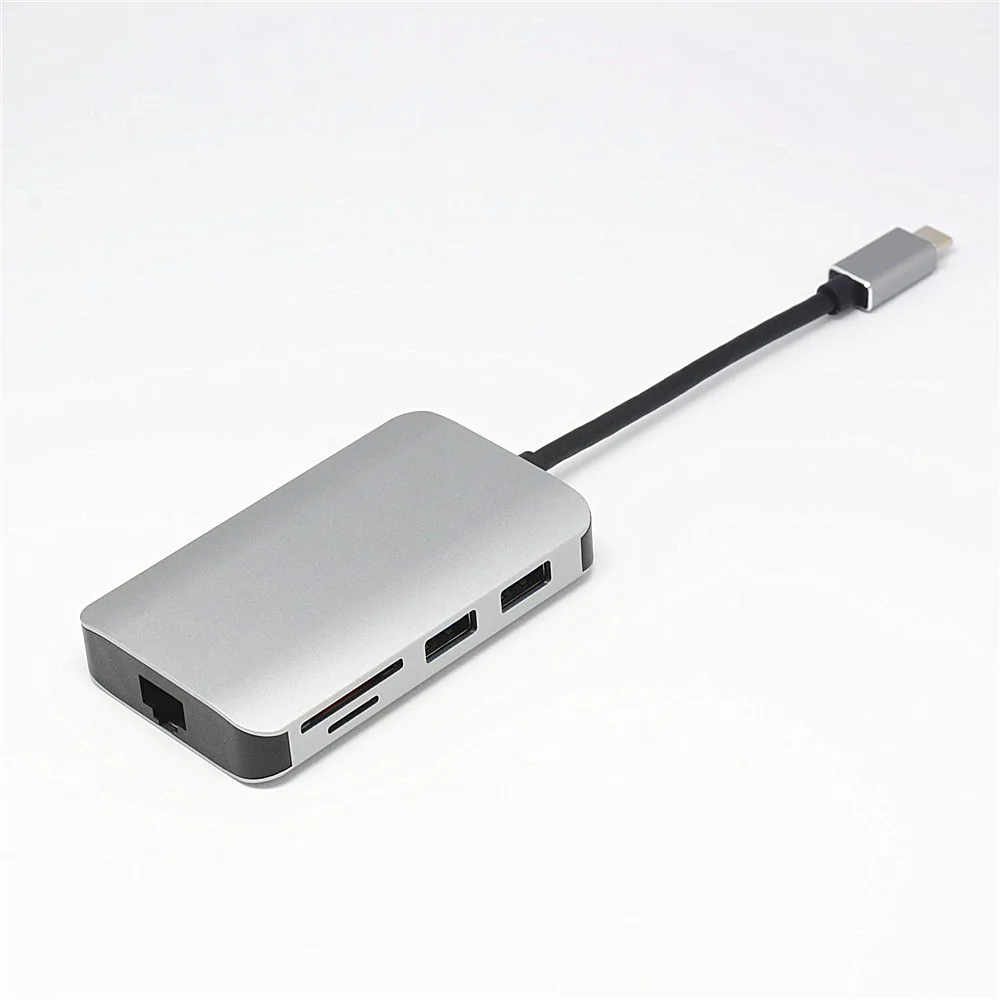 8 в 1 Hub Тип-C к HDMI RJ45 Card Reader адаптер подходит для lenovo Dell ноутбук MacBook huawei P20 Коврики 20 Pro USB C устройств