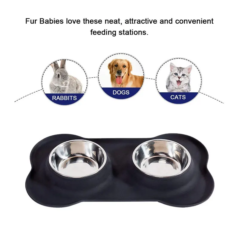 Dog Bowls Set Stainless Steel Dog Food Bowl With No Spill Non Skid