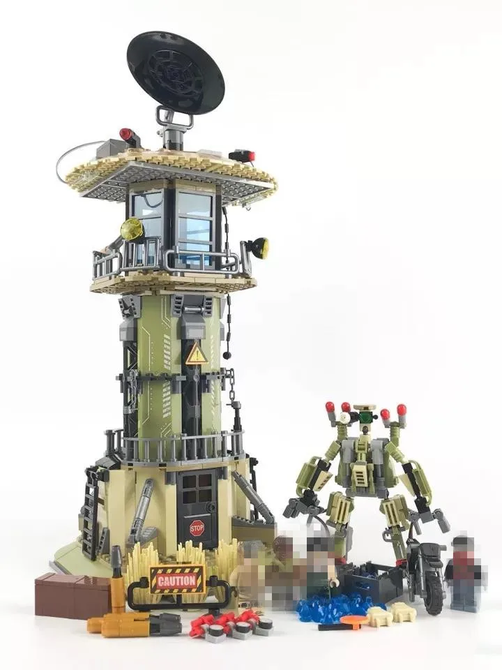 651 шт. Черное золото Военная Униформа армии лагерь башня Watchtower Building Block кирпич DIY
