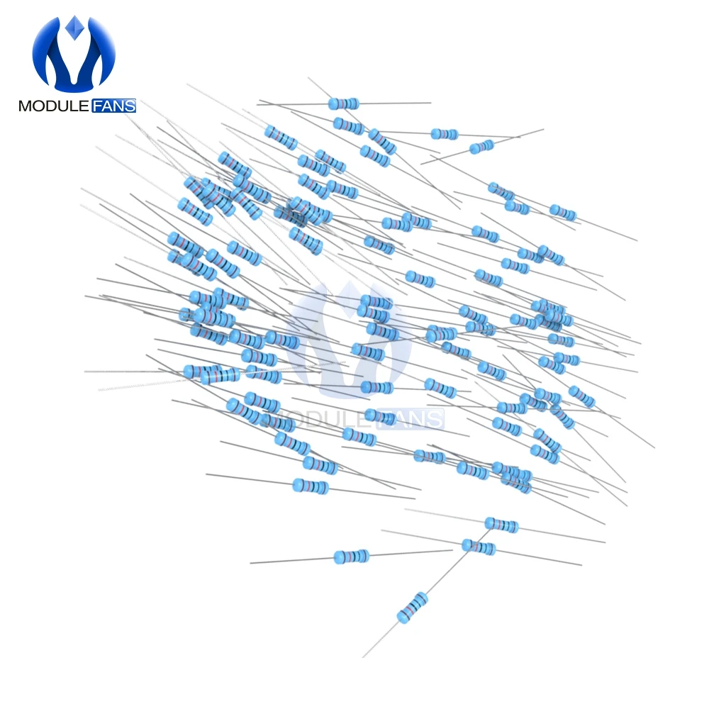 100 шт металлический пленочный резистор 1%+ 1%-1% 1/2W 0,5 W 1R-1M 1K 2,2 K 4,7 K 5,1 K 6,8 K 10K 15K 22K 47K 100K Ohm Сопротивление "сделай сам" электронный