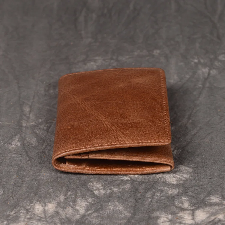 BISI GORO RFID Коричневый мужской кошелек из натуральной кожи с отделением для карт, короткий кошелек в стиле ретро, визитница для кредитных карт, кошельки для монет