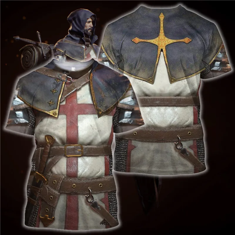 

Drop Shipping 3D All Over Printed Knights Templar Tops Short Sleeve Custom Hoodie Round Neck Novelty Streetwear Hooded Pullover