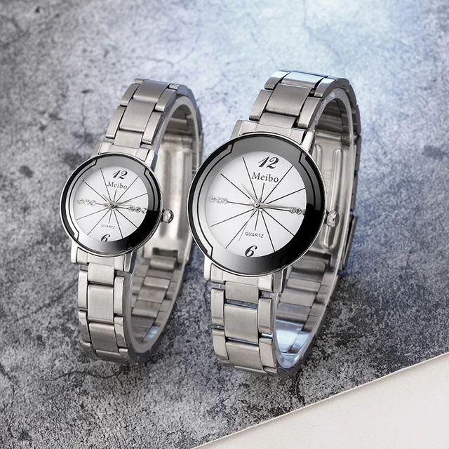2018 New Luxury Silver Stainless Steel Couple Watch Quartz Analog Women Wrist Wa 2018 New Luxury Silver Stainless Steel Couple Watch Quartz Analog Women Wrist Wa
