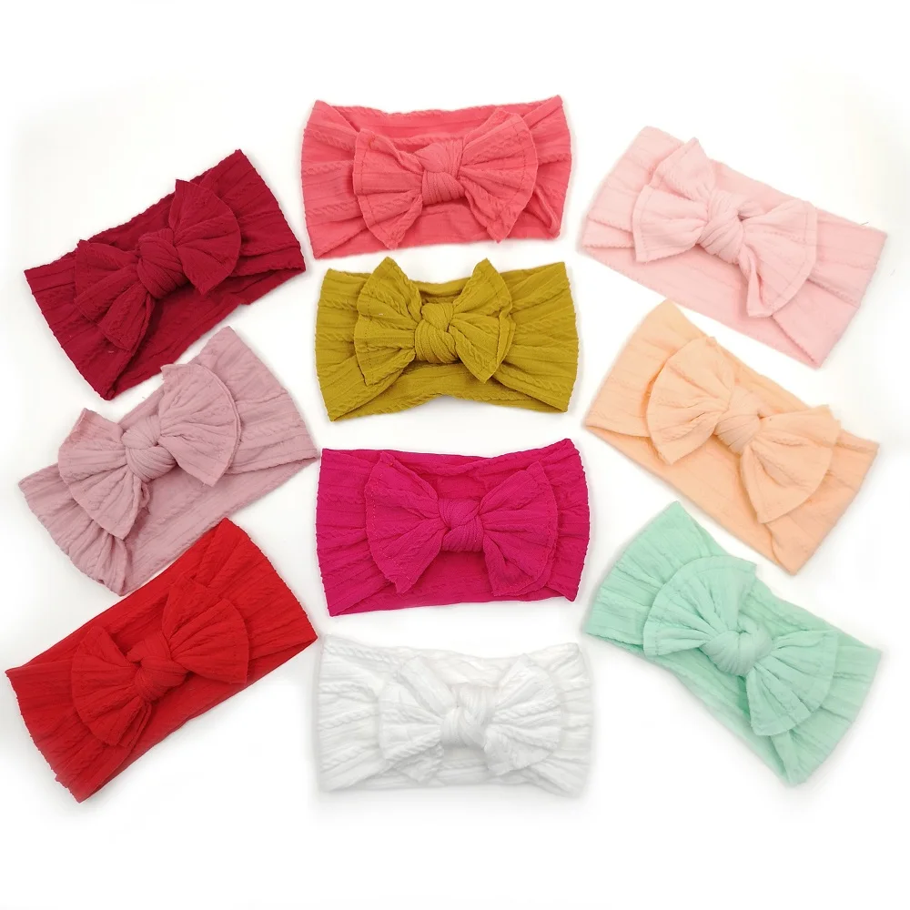 

Bow Headband For Girls 2019 Solid Hair Bows Elastic Turban Head Wraps Kids Top Knot Hairband Hair Accessories 20 pcs/lot