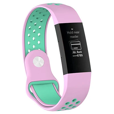 pink green YUEDAER ремешок на запястье для Fitbit Charge 3 Band двойной цвет силиконовый браслет для Fitbit Charge 3 Charge3 ремни спортивный ремешок для часов - Цвет: pink green