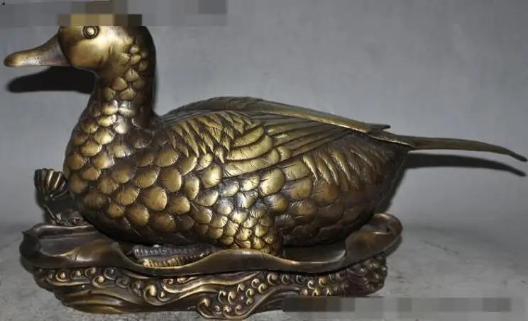 

S4628 15"folk chinese fengshui bronze lotus animal Duck quack-quack Quacker Statue discount 30% (C0324)