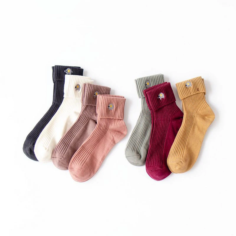 

Women Cotton Socks 2018 Autumn Winter New Hot Elephant Cartoon Pattern Ladies Trend Harajuku Double Needle Embroidery Socks