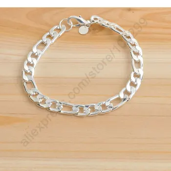 

New Accessories Fast Shipping 5PCS 9MM Heavy Men's Jewelry 925 Sterling Silver Figaro Bracelets 7.8" Nice Made