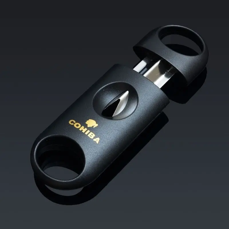 

COHIBA Plastic Handle Stainless Steel V Blade Cigar Cutter Pocket Gadgets Zigarre Cutter Knife Cuban Cigars Scissors