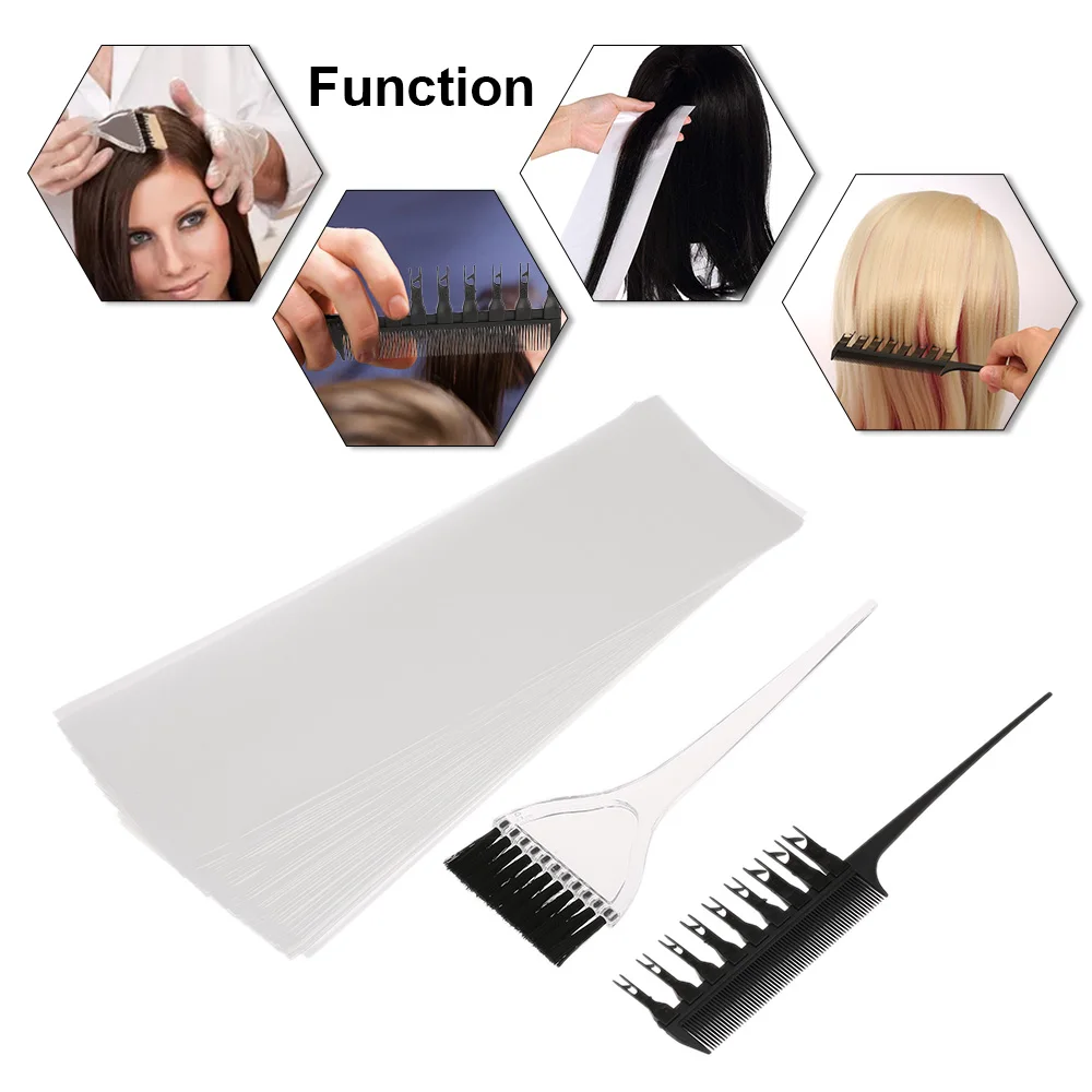 

Professional Hair Coloring Dyeing Highlighting Tool Hair Color Comb Applicator Tint Brush Plastic Hair Color Dye Paper Set