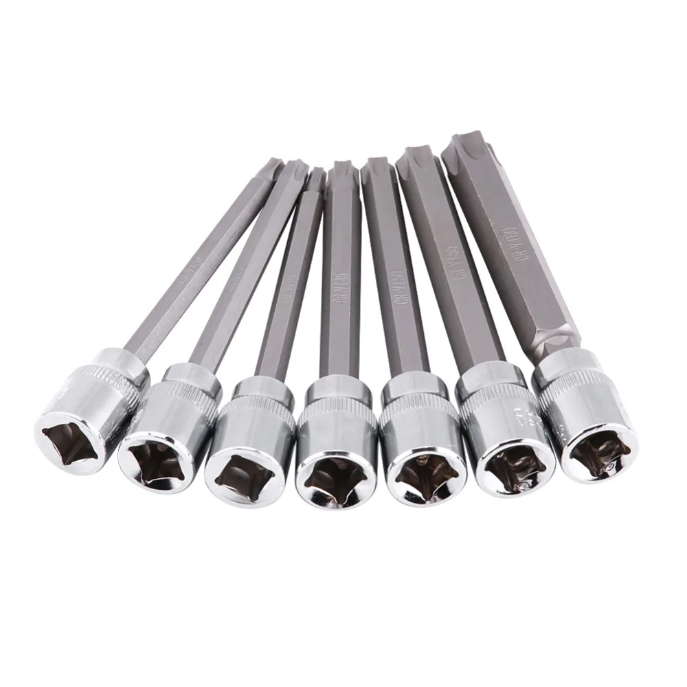 7 шт. 3/8 дюйма торцевой привод удлиненный Torx Star Bit Инструменты T25 T30 T40 T45 T50 T55 T60 Набор