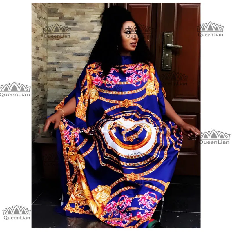 

Length：135cm,Bust:128cm New Frican Dashiki Clothing Fashion Oversize 100%silk Long DressFor Lady DBFFSZ#