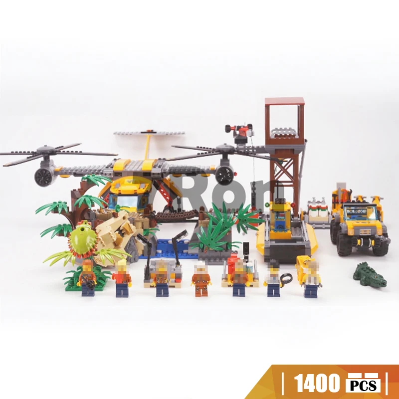 

Model building toys hobbies 02085 1400pcs The Jungle Air Drop Helicopter Compatible With lego city 60162 Educational DIY Blocks