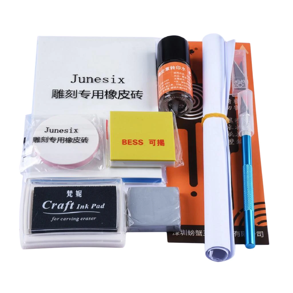 Rubber Stamp Carving Start Kit Rubber Block With Carving Tool,Drawings,for Scrapbooking,Card Making, Kids Toys Craft DIY Project