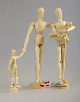 

3 Pcs 20cm Wooden Human Model Family Lover Couple Model Sketch Art Model