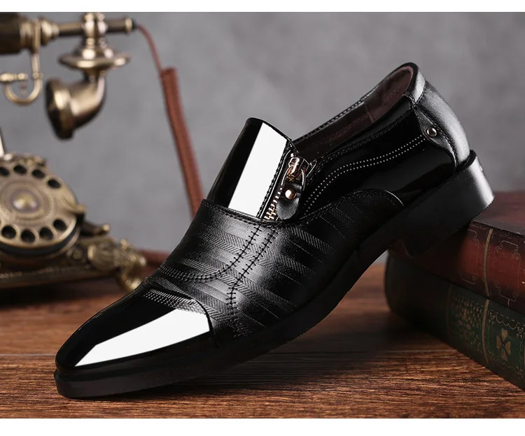 LAKESHI New Spring Fashion Oxford Business Men Shoes Genuine Leather High Quality Soft Casual Breathable Men's Flats Zip Shoes