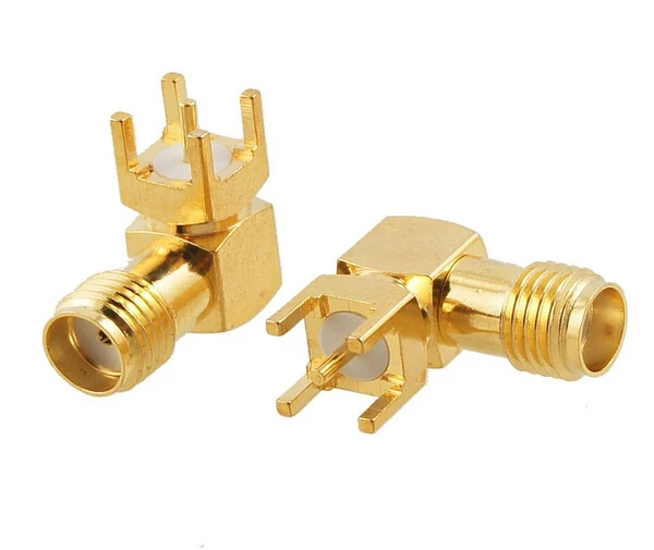 

10pcs Gold SMA female right angle solder PCB mount RF connector Adapter