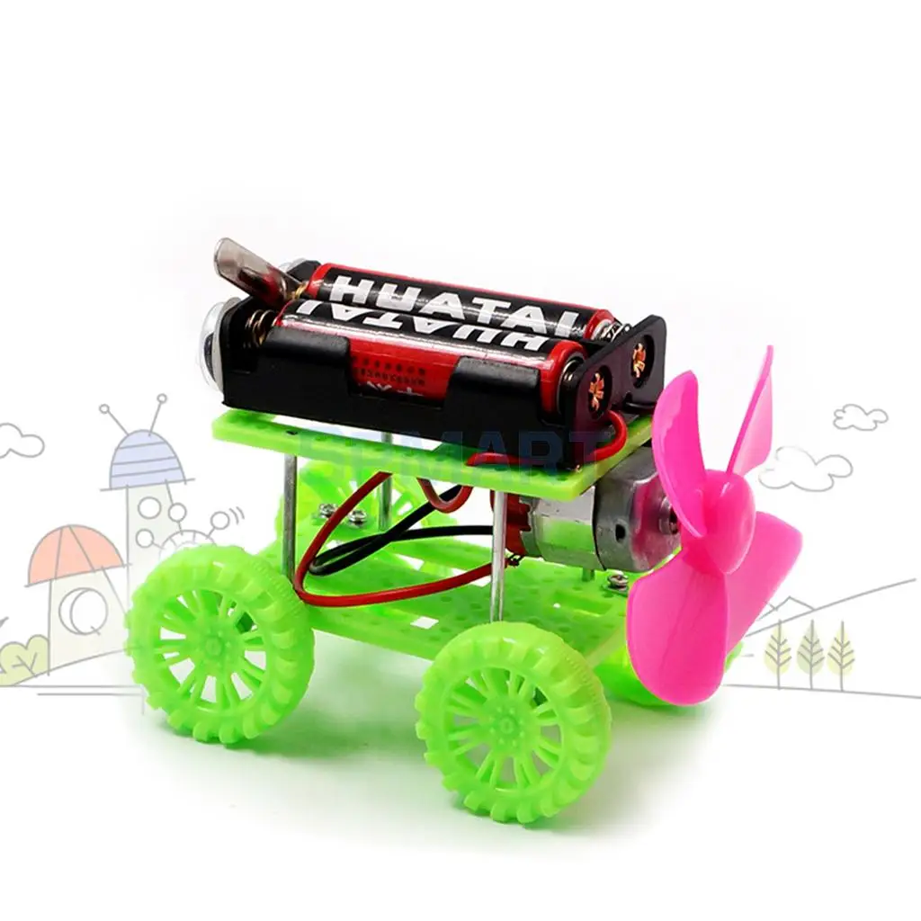 Wind Powerd Car DIY Assembly Model Kit Energy Conversion Electrical Physics Circuit Educational Kids Student Toys Teaching Aids