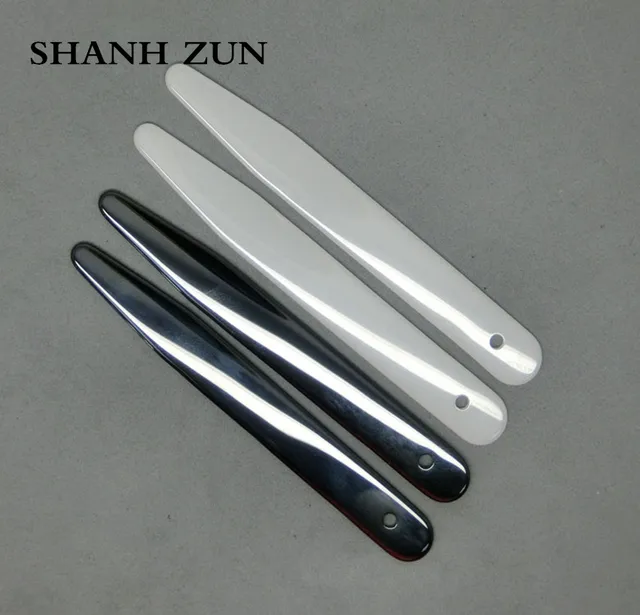 SHANH ZUN Black & White Ceramic Collar Stays Collar Straightener Tabs 2.59" For Mens Dress Shirt