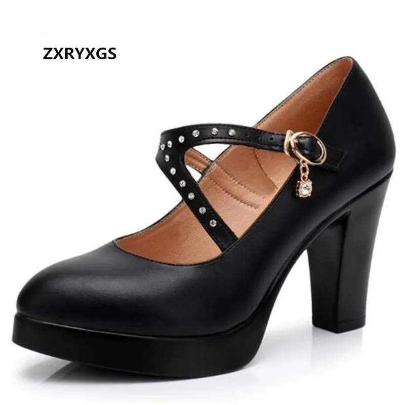 

ZXRYXGS Brand Shoes Women Pumps 2019 Spring Fashion Catwalk Women Shoes Large Size Rhinestone Cowhide Women High-heeled Shoes