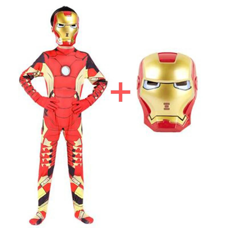 Мстители, Капитан Америка, костюмы для косплея для детей и взрослых, Железный человек, супергерой, Хэллоуин, вечеринка, день рождения, костюмы, маска - Цвет: Iron Man