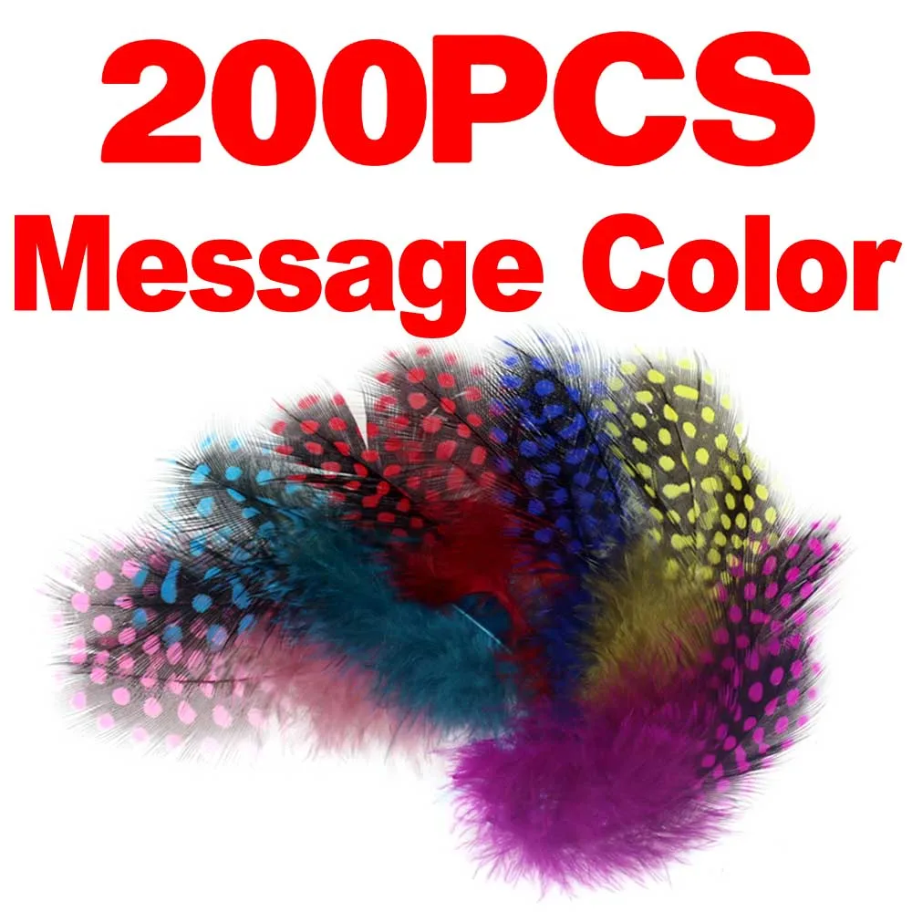 Message Color 200pcs Bimoo 200 шт./упак. натуральный нанизанные цесарки Перья для мушек Материал растяжки приманки ошейники для собак и т. д. 4~ 12 см 10 видов цветов - Цвет: Message Color 200pcs