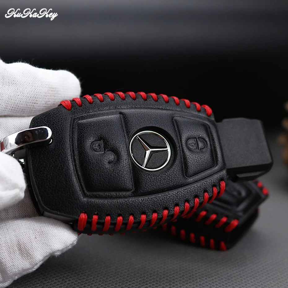 Для Benz натуральная кожа 2 и 3 кнопки Чехол для автомобильного смарт-ключа Крышка для Mercedes Benz аксессуары W203 W210 W211 W124 брелки брелок