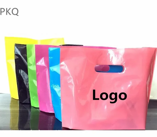 Wholesale Print Logo Plastic Bags Small Gift Bags with Handles Shopping