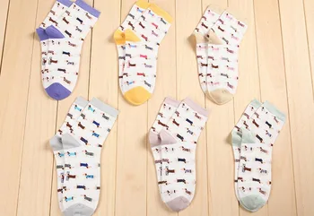 

500 pairs/lot women amimal dog print cotton sock 6 color for choose