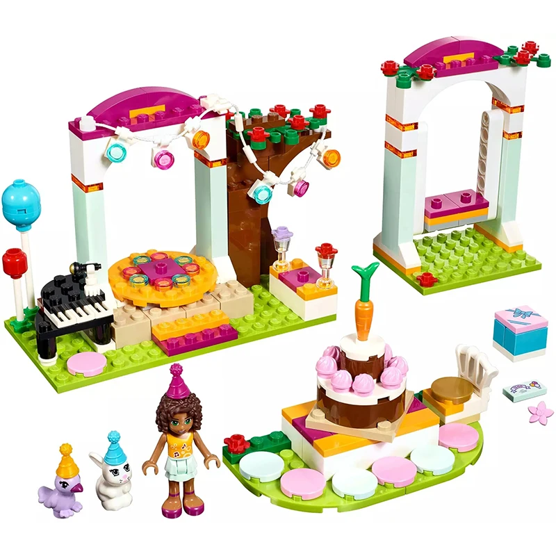 

Legoing Princess Series Birthday Party Cake Swing Rabbit Bird Blocks For Girls Toys For Children Compatible LEGOings Friends Set