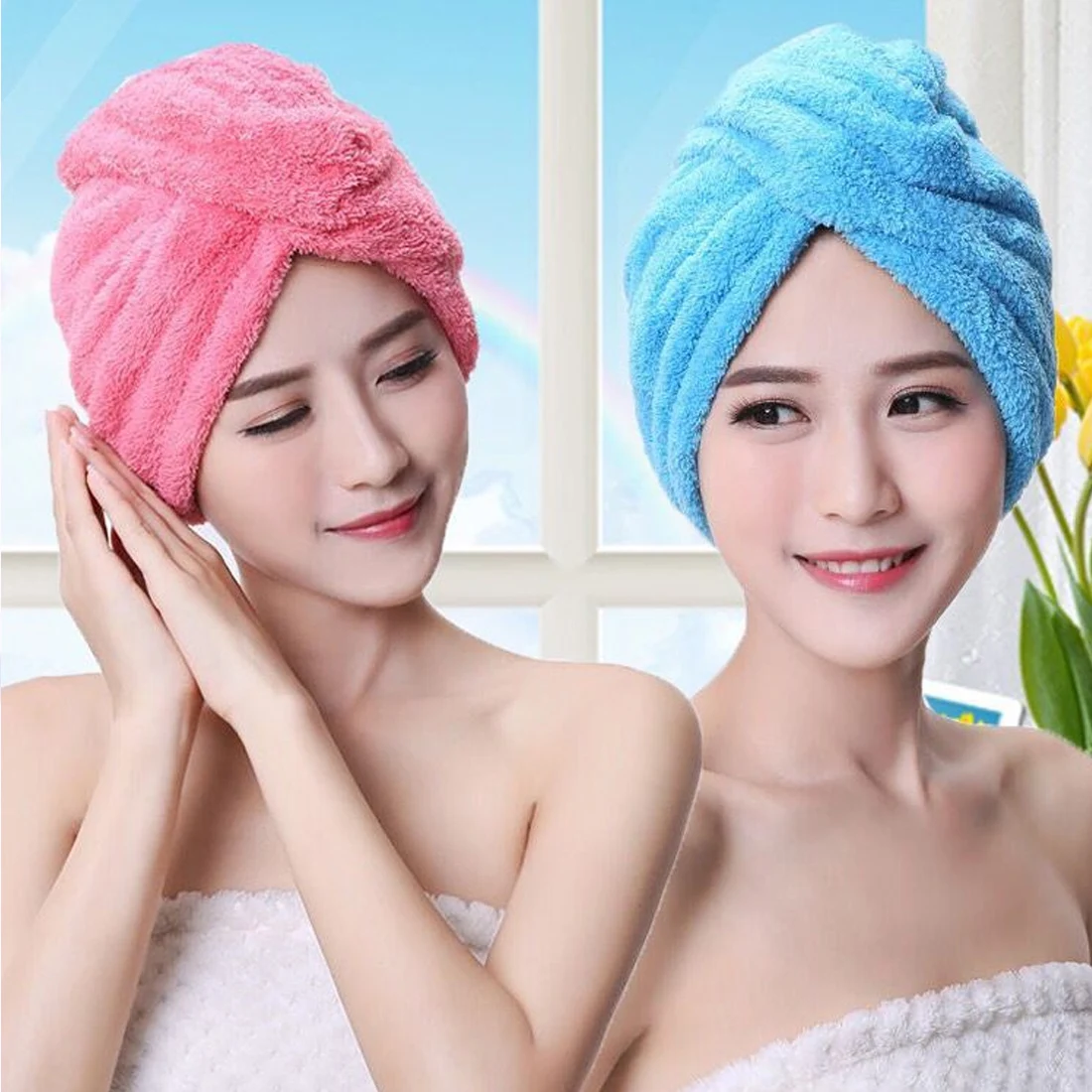 Quick dry Women Microfiber Fabric Thickening Dry Hair Hat Super