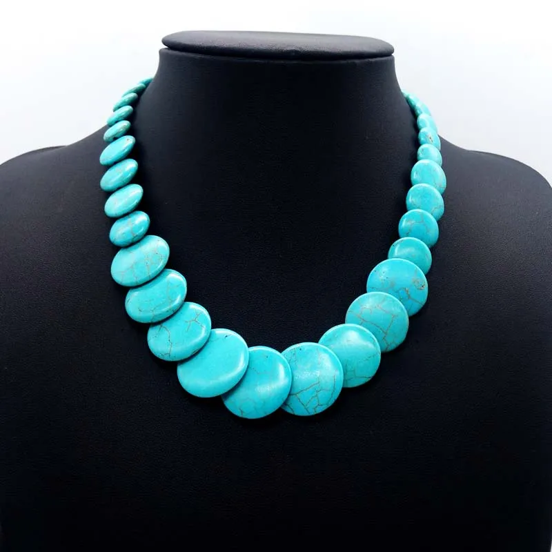 LNRRABC 1 шт хит сплав Синие стразы этнический стиль круглый модный женский модное колье-ошейник ювелирные изделия