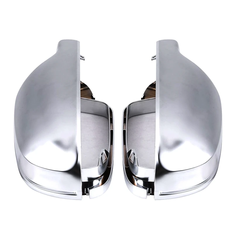 

2Pcs Rear Mirror Housing Cover Cap,Nickel Plating Silver Mirror Cover For Audi B8.5 A3 A4 A5