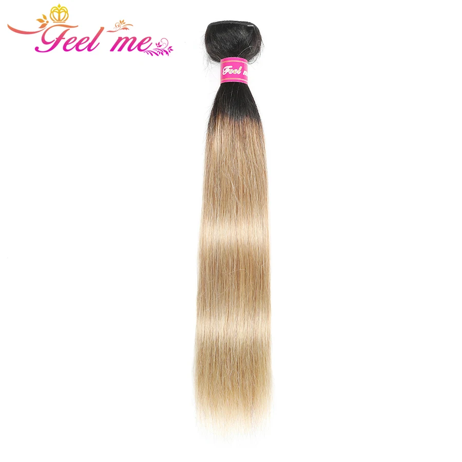 FEEL ME прямо бразильский волос Комплект s 1b/27 волос блондинка Комплект s Ombre человеческих волос ткет Комплект предложения-remy