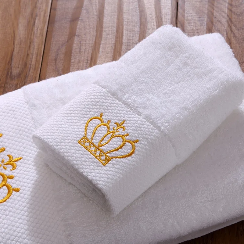 5 Star Hotel Luxury Embroidery White Bath Towel Set Cotton Large Beach Towel Brand Absorbent Quick-drying Bathroom Towel